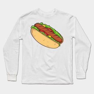 Hot dog cartoon illustration Long Sleeve T-Shirt